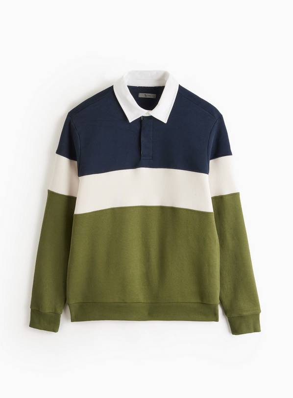 Green Colour Block Rugby Sweatshirt XXXL